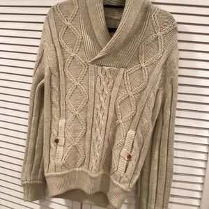 Cozy Cable-Knit Shawl Collar Sweater in Cream